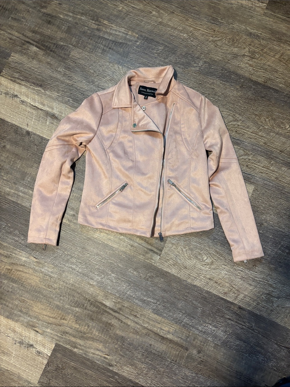 jason maxwell Blush Pink Faux Leather Moto Jacket